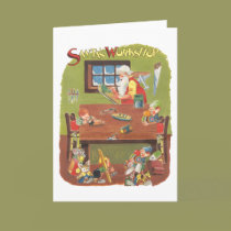 Vintage Christmas Santa with Elves in the Workshop cards
