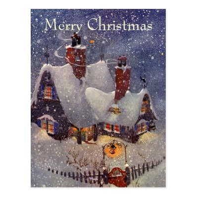 Vintage Christmas, Santa&#39;s Workshop at North Pole Postcard