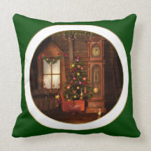 Vintage Christmas Scene Pillow