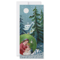 Vintage Christmas Scene Rack Card Template