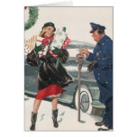Vintage Christmas Shopping, Customizable Card