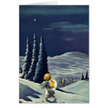 Vintage Christmas Snow Angel Walking with a Star Greeting Card
