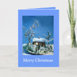 Vintage Christmas Snow covered Cottage Model Card