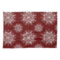 Vintage Christmas Snowflakes Blizzard Pattern Kitchen Towel