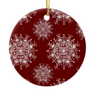 Vintage Christmas Snowflakes Blizzard Pattern Christmas Tree Ornaments