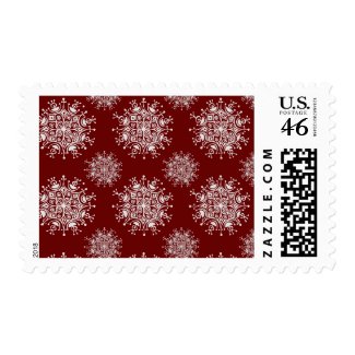 Vintage Christmas Snowflakes Blizzard Pattern Postage Stamps