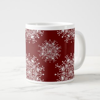 Vintage Christmas Snowflakes Blizzard Pattern Jumbo Mugs