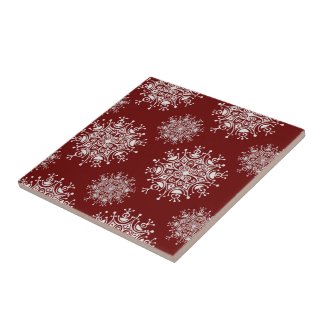 Vintage Christmas Snowflakes Blizzard Pattern Ceramic Tiles