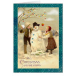 Vintage Christmas Snowman Greeting Card