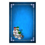 Vintage Christmas Stationery: Sledding Snowmen