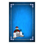Vintage Christmas Stationery: Snowman on Snow Disc