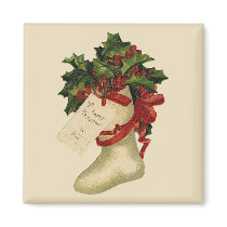 Vintage Christmas Stocking Magnet