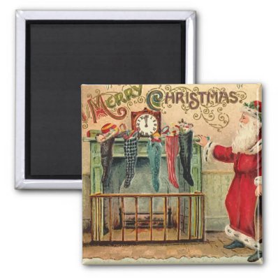 Vintage Christmas Stockings Magnet