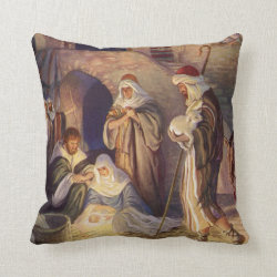 Vintage Christmas, Three Shepherds and Baby Jesus Pillow