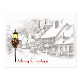 Vintage Christmas Town Postcard