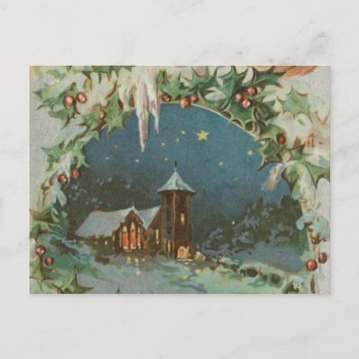 Vintage Christmas Town with Children Post Cards