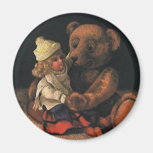 Vintage Christmas Toys, Dolls and Teddy Bear Fridge Magnets