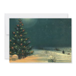 Vintage Christmas Tree at Night with Lights Invitation