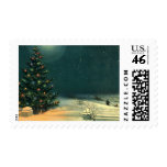 Vintage Christmas Tree at Night with Lights Stamps