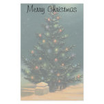 Vintage Christmas Tree at Night with Lights Custom Stationery