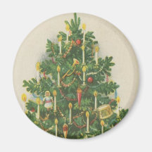 Vintage Christmas Tree Greetings Refrigerator Magnet