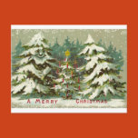 vintage, christmas, tree, painting, merry