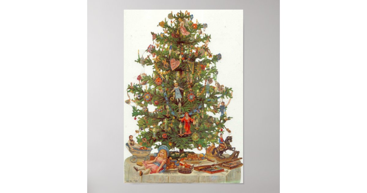vintage christmas tree poster zazzle vintage christmas tree poster zazzle