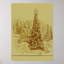 Vintage Christmas Tree Poster