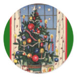 Vintage Christmas Tree Round Sticker