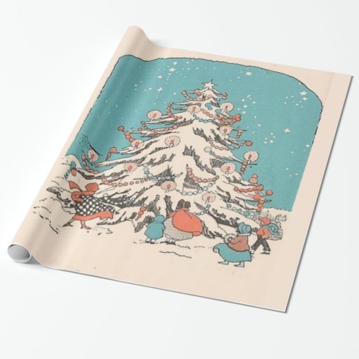 Vintage Christmas Tree Wrapping Paper | Zazzle