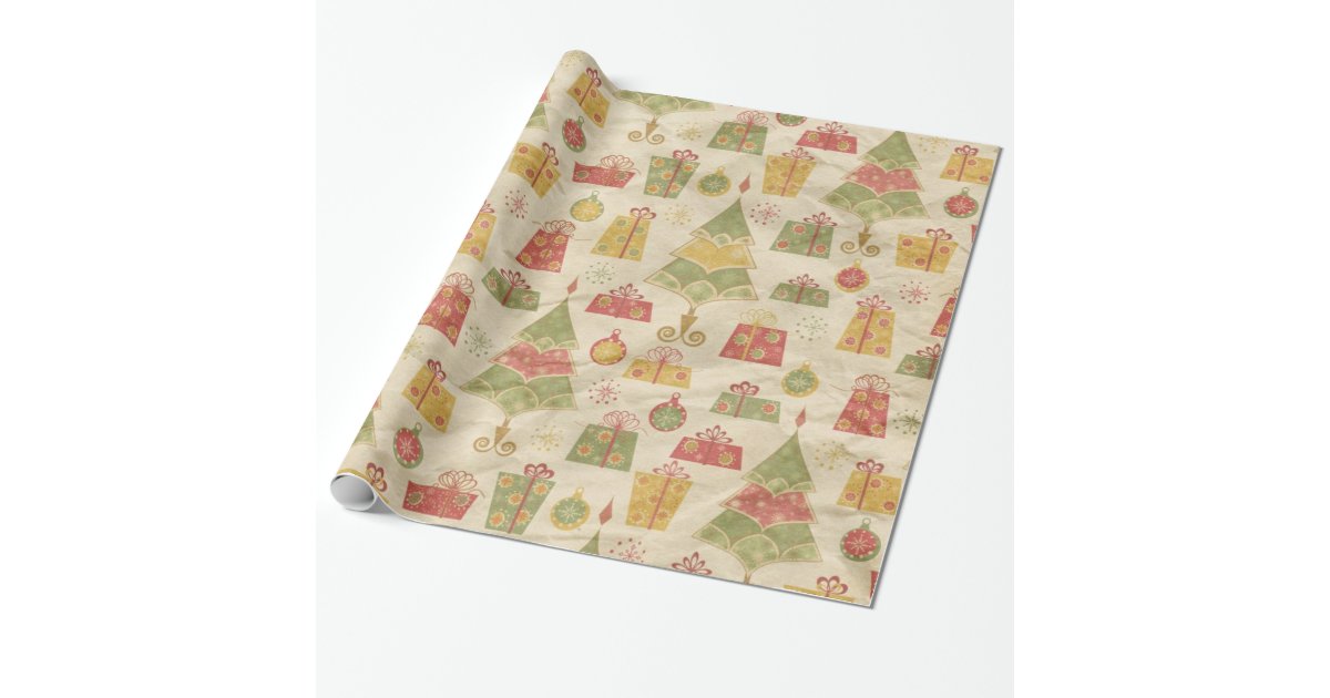 vintage christmas trees and gifts wrapping paper zazzle vintage christmas trees and gifts wrapping paper zazzle