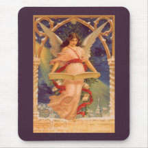 Vintage Christmas, Victorian Angel Reading Bible Mousepads