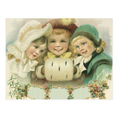 Vintage Christmas, Victorian Girls, Children Post Card