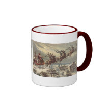 Vintage Christmas, Victorian Santa Claus in Sleigh Coffee Mug