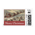 Vintage Christmas, Victorian Santa Claus in Sleigh Stamp