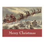 Vintage Christmas, Victorian Santa Claus in Sleigh Postcard