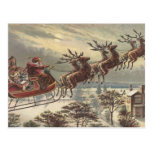 Vintage Christmas, Victorian Santa Claus in Sleigh Postcard