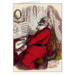 Vintage Christmas, Victorian Santa Claus Piano Greeting Card
