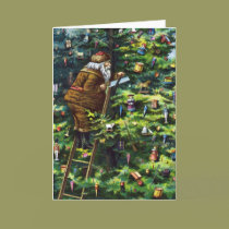 Vintage Christmas, Victorian Santa Claus with Tree cards