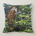 Vintage Christmas, Victorian Santa Claus with Tree Pillow