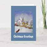 Vintage Christmas Village Church Scene Card