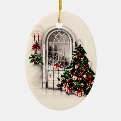 vintage christmas window lights ornament zazzle vintage christmas window lights ornament zazzle