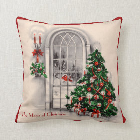 Vintage Christmas Window Pillow
