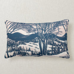 Vintage Christmas, Winter Mountain Landscape Pillow
