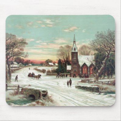 Vintage Christmas Winter Mousepad