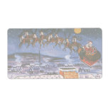 Vintage Christmas with Santa Claus Reindeer Sleigh Custom Shipping Label