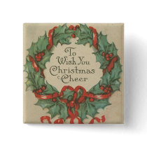 Vintage Christmas Wreath with Wishes Buttons