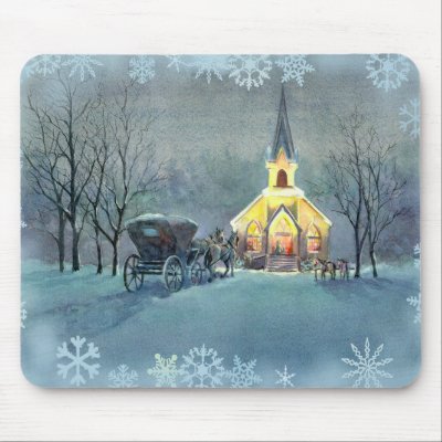 VINTAGE CHURCH by SHARON SHARPE Mouse Pads by sharonsharpe