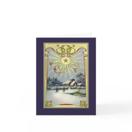 Vintage Church Scene Christmas Card card