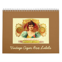 Vintage Cigar Box Labels Wall Calendar